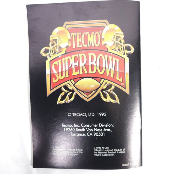 Tecmo Super Bowl SNES Super Nintendo Instruction Manual Booklet + QR Card ONLY - Picture 7 of 8